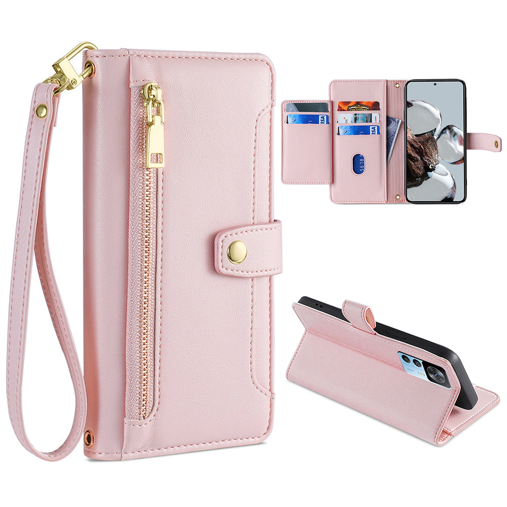For Xiaomi Redmi K50 Ultra 5G 12T 5G Bump Proof PU Leather Stand Case Zipper Pocket Card Slots Flip Phone Cover with Wrist Strap and Shoulder Strap For Xiaomi Redmi K50 Ultra 5G 12T 5G Bump Proof PU Leather Stand Case Zipper Pocket Card Slots Flip Phone Cover with Wrist Strap and Shoulder Strap